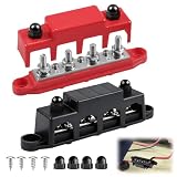 Menibeuty Sammelschienen Verteilerblock, Sammelschiene 12V-48V DC 4xM8 & 3xM4 Sammelschienenklemme potenzialausgleichschiene, Verteilerblock Batterie Stromverteiler für Auto Boot Solarsystem