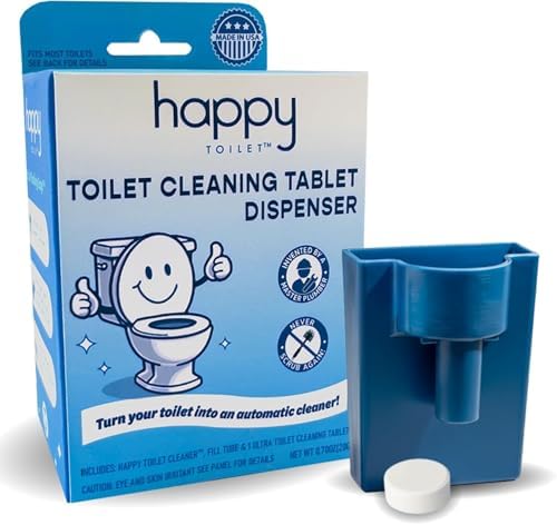 Happy Toilet Cleaner Original Toilet Bowl Tablet Holder Automatic Toilet Bowl Cleaner - Easy to Install Toilet Tablet Holder Auto Toilet Cleaning System in Tank Caddy Septic Safe Flush Made in USA