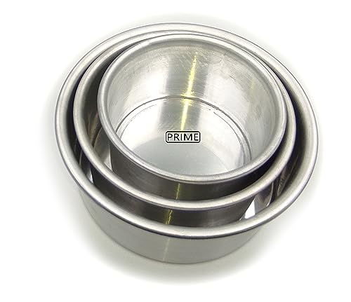 Image of Prime Bakers and Moulders Round Cake Baking Pan Aluminum Tin Mold for Oven (6,7,8 Inch)