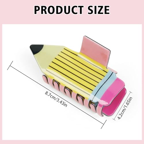 TEBIEKOY 4Pcs Pencil Hair Claw Clips - Funny Teacher Hair Clips Hair Jaw Barrettes for Women Cute Back to School Hair Accessories for Teachers Students Appreciation Gift,Style1
