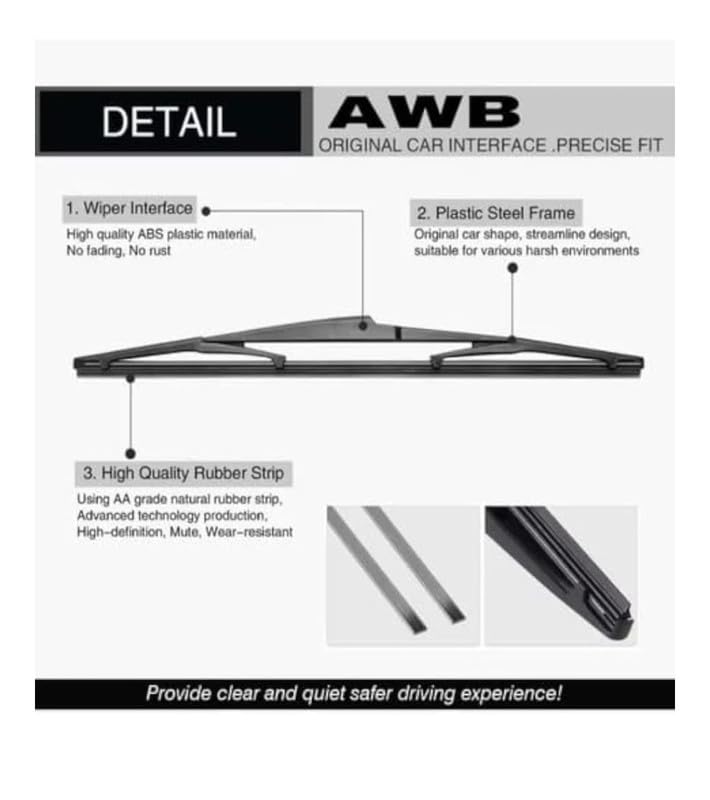 AWB® 10" Exact Fit Rear Wiper Only Blade Compatible with Tata Nexon(Pack of 1) - Image 4 thumbnail