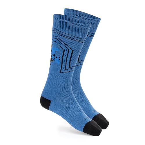 KADVA Calcetines de esquí para niños SKIO Talla 28-39 en color azul | Rosa Marino de lana Merino Cálidos y Transpirables Calcetines Niño Invierno La alta estructura protege de las abrasiones en las
