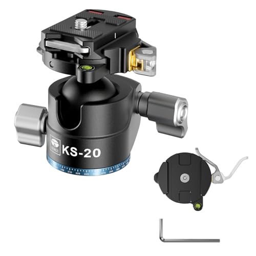 SIRUI KS-20 Kugelkopf für Stativ, 33 mm Low-Profile-Kugelkopf, 360° Panorama-Aluminiumlegierung, Stativkopf für Kamera Camcorder Stativ Kameraschieber, Maximale Belastbarkeit 15 kg