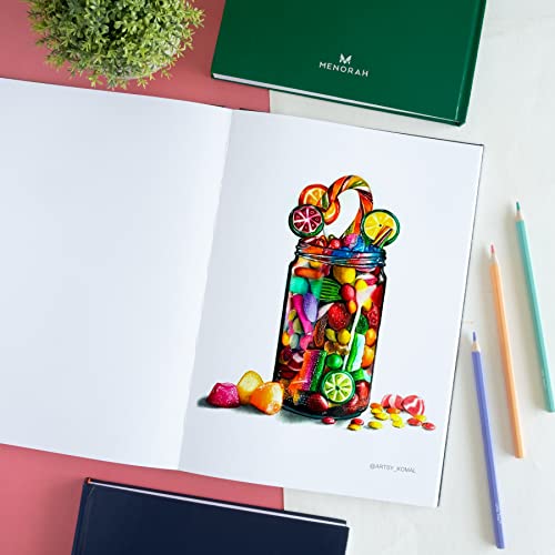 Image of MENORAH - Artist Sketch Book - A4-115 GSM (160 Pages / 80 Sheets) Drawing Notebook - Hard Bound Book - (29.7 Cm X 21 Cm) - Completely Handmade - Portrait- Black, Paper, oil pastels