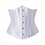 LARTIGUE Women 26 Steel Boned Underbust Corset Satin Heavy Duty Waist Training Shaper Cincher,10.8 Inch White1 XL