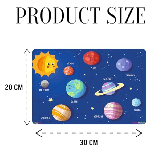 Fiddlys 40 Pcs Paperless Wooden Jigsaw Puzzle for Kids & Children Age 4+ Learning Educational Double Layered Wooden Puzzles with Bright Front & Back Print (Solar System)