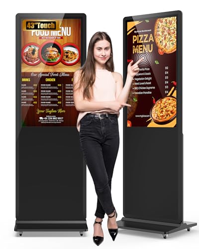 Image of 43 inch Digital Signage Display, 2K LCD Touchscreen Indoor Floor Standing Digital Kiosk, Auto Media Player Advertising Display Poster with Android OS Remote Control, HDMI /WiFi /USB