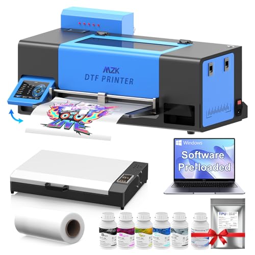 Image of MZK A3 Pro F1080 DTF Printer (XP600 Gen2),Automatic Time Cleaning Maintain+Ink Anti-Clog Filter,2X-Speed Compared to L1800,5 inch Rotatable Touch Screen,Dual Ink Level Alert+Film Cutter,Gift Ink 2 Years