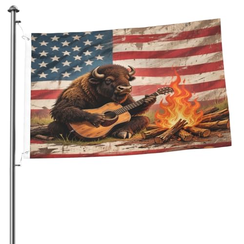 Double Sided Outside Flag 2x3 Ft - Outdoor Home Decor Flags Garden Yard Flags Banner Decorative Sign(Cows Paly Guitar)
