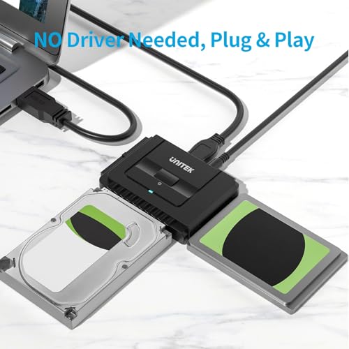 Image of Unitek USB 3.0 to IDE and SATA Converter External Hard Drive Adapter Kit for Universal 2.5 /3.5 HDD /SSD Hard Drive Disk, One Touch Backup Function, Included 12V /2A Power Adapter