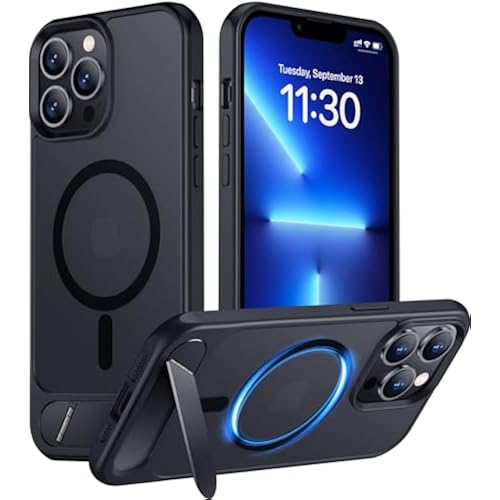 Magnetic Compatible with iPhone 13 Pro Max Case, [Built-in Invisible Kickstand][Compatible with MagSafe] [Military Grade Shockproof] Slim Translucent Matte Phone Case for iPhone 13 Pro Max 6.7"