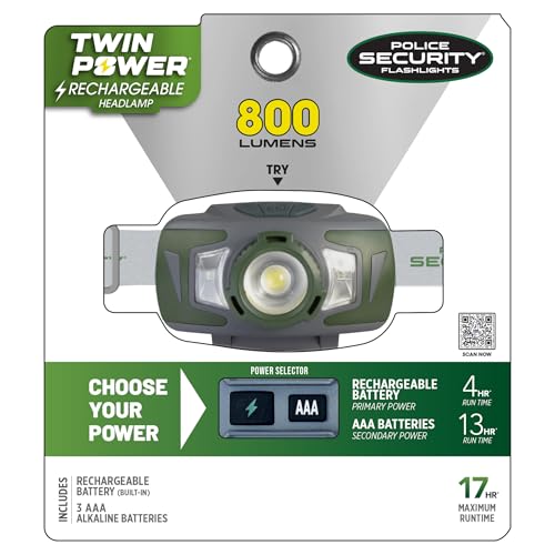 Linterna frontal LED de 800 lúmenes Twin Power recargable USB-C impermeable para camping 2