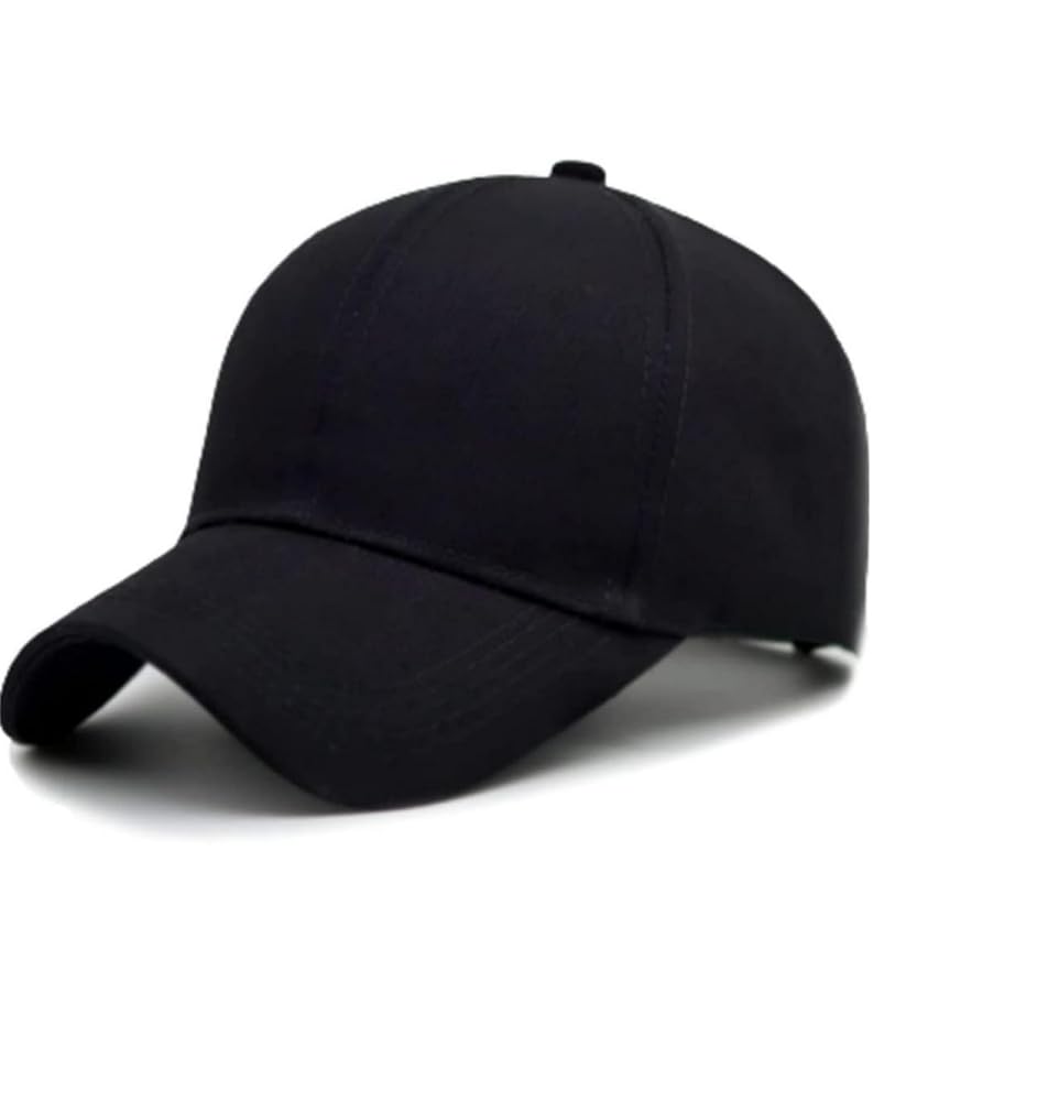 ADNOCK Cotton Unisex Plain Black Baseball Caps,Pack of 1, Free Size 1