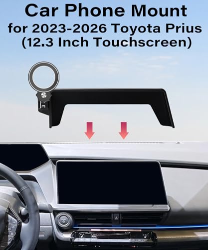 Image of Car Phone Holder for Toyota Prius 2023 2024 2025 2026 Accessories | 12.3-inch Screen Clip-On MagSafe Strong Magnetic Cell Phone Mount, 360 Rotatable Hands-Free Holder, Not Block Air Vents