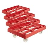 Keeeper Plataforma con Ruedas para Cajas o Cestas de Transporte, Carga máxima: 300 kg, 61 x 41 x 19 cm, Rolf, Rojo (Paquete de 4)