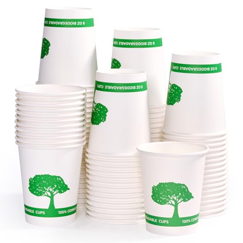 Vplus Compostable 8 oz Paper Coffee Cups (400 Pack)