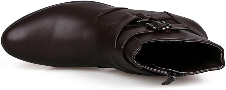 MGGMOKAY Men's Chelsea Boots Leather Shoes Casual Dress Ankle Boot With Buckle Side Zipper - Image 5