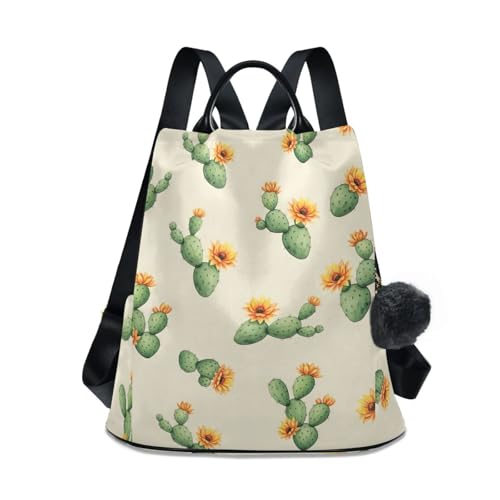 Sac à dos femme imprimé cactus beige idéal pour les balades et le travail