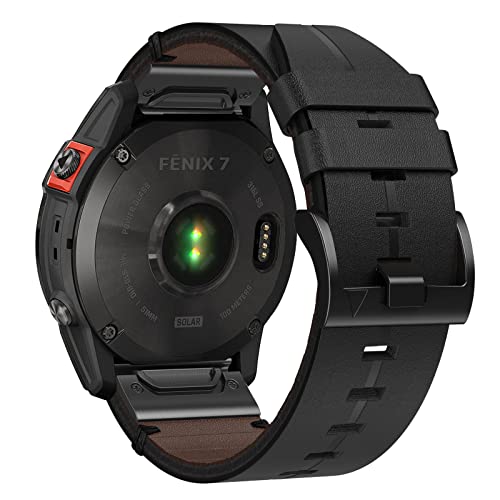 Songsier Fenix 7 Leather Strap -22mm Replacet Band Wristband for Fenix 8 47 mm, Fenix 7 Solar, Fenix 7 Sapphire Solar - Image 3