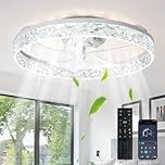 Depuley 20-Zoll-Deckenventilatoren mit Licht: LED Deckenventilator mit APP Steuerung - Flush Mount Deckenventilator mit 6 Geschwindigkeiten - dimmbare Ventilator Licht für Schlafzimmer - weiß