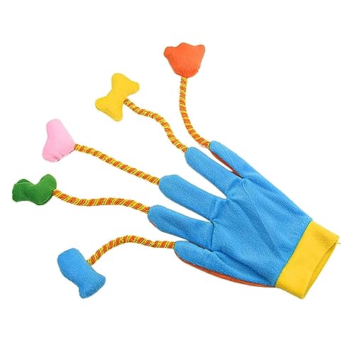 Baoblaze Katzen Teaser Handschuhe, Katzenhandschuh-Spielzeug, 5-Finger-Handschuhe mit Katzenspielzeug, Cat Teaser Gloves Pet Interactive Cat Toy, Weihnachten Handschuh Teaser Kätzchen für Katze