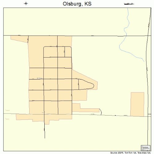 Large Street & Road Map of Olsburg, Kansas KS Printed poster size