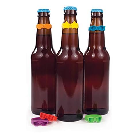 TrueZoo Beernoculars Beer Bottle Drink Markers, Drink Identifiers Drink Charms, Silicone Bottle Labels, Bar Party Bachelor Bachelorette Party Set of 6 Cover