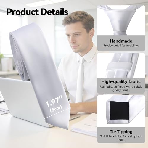 Image of Skinny Tie Men Women 2 inch (5CM) Slim Necktie Solid Thin Ties Formal