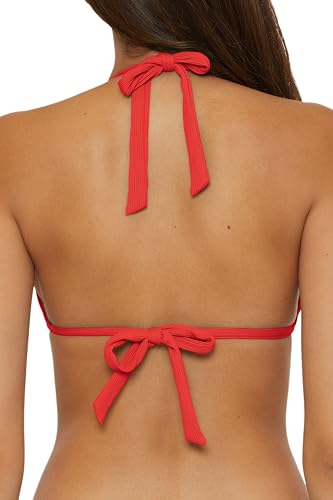 BECCA Women's Standard Triangle Bikini Top, Adjustable, Tie Back, Swimwear Separates, Modern Edge (Fire), Small3