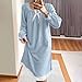 Fall Winter Warm Nightgowns for Women Flannel Victorian Old Fashioned Pleated Lace Ruffle Cute Sleepdress Loungewear Blue