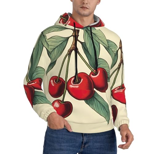 Sweat à capuche homme avec imprimé cerise rouge casual noir
