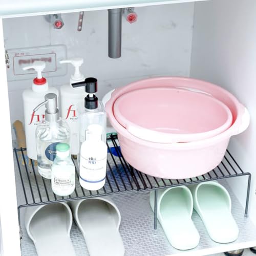 Organisateur cuisine en métal noir étagère extensible pour le rangement des placards
