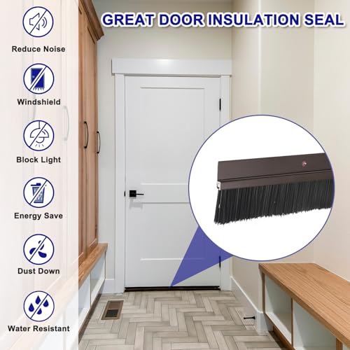 QUARKZMAN Türbürste Bodendichtung H-Form Aluminiumlegierungsbasis mit 30mm PP-Bürste für Zuhause, Industrie (900mm L, Braun)