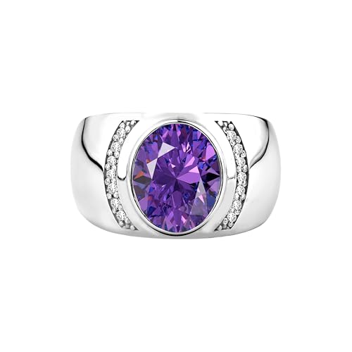 Bague élégante pour hommes en argent massif et améthyste violette
