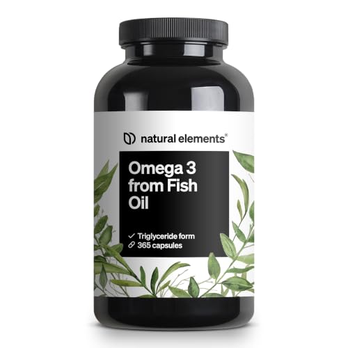 Omega 3 2000mg por dosis diaria - 365 cápsulas de Omega-3 - Máxima concentración de DHA 240mg y EPA 360mg - Probada en laboratorio y fabricada en Alemania