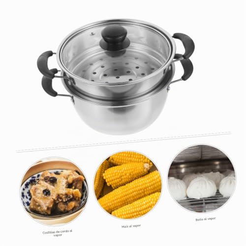 Miniatura 5 de Artsewply Olla Vaporera Inoxidable Doble Para Cocer Y Hervir Olla Grande Para Cocina De Inducción Y Gas Resistente Y Antiadherente Utensilio Multifunción Para Vapor Y Sopa