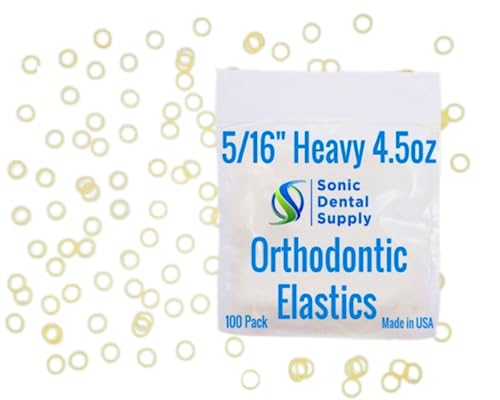 5/16 Inch Orthodontic Elastic Rubber Bands - 100 Pack - Natural Latex, Heavy 4.5 Ounce Small Rubberbands, Braces, Dreadlocks Hair Braids, Tooth Gap, Packaging, Crafts - Sonic Dental - Made In Usa #TOP7