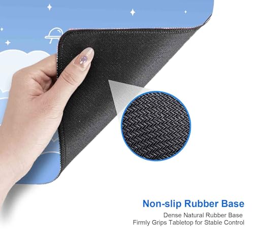 Image of IMAYONDIA Cute Pastel Blue Desk Mat, Aesthetic Stars Moon Desk Pad, Kawaii Anime Deskmat, Gradient White Clouds Computer Pad, Minimalist Large Gaming Mouse Pad Mousepad, 31.5 X 11.8 Inch