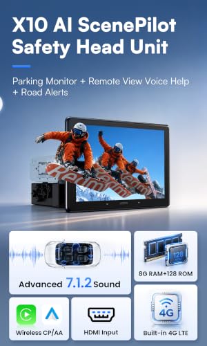 Image of ATOTOZONE X10 10 inch Single Din & Double Din Car Stereo, Floating Screen,8G+128G Android in-Dash Navi, AI Vision, Cloud SIM&4G LTE, 7.1.2 Ch Hi-Fi Audio, FLAC, Wireless Carplay&Android Auto, ADS Support