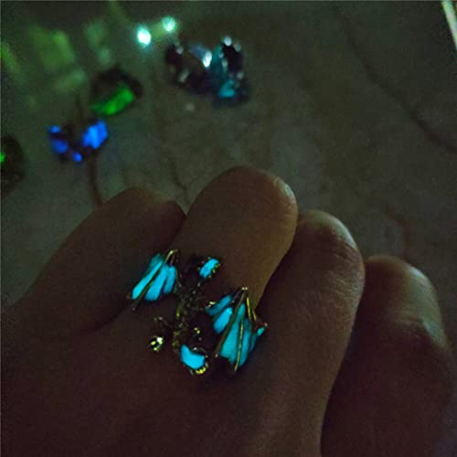 Domineering Dragon Ring Luminous Flying Dragon Dinosaur Animal Open Ring For Women Men Glowing Dragon Knight Ring Jewelry Gift Halloween #TOP2