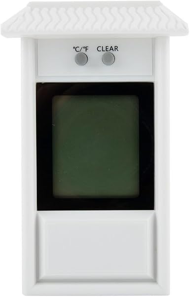 Thermomètre numérique Max Min avec grand écran LCD pour intérieur et extérieur, plage de mesure précise de la température -20 à 50 °C avec précision ± 1 °C, design mural (blanc) - 1