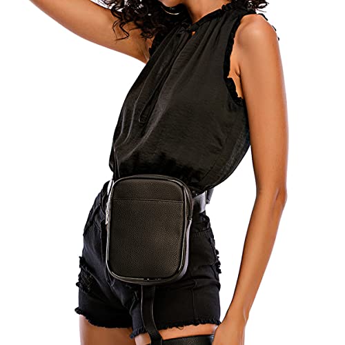 Thigh Harness Leg Bag Fanny Pack for Women Leather Waist Bag Drop Leg Pouch for Outdoor Hiking Cycling Riding (Black) - Image 4