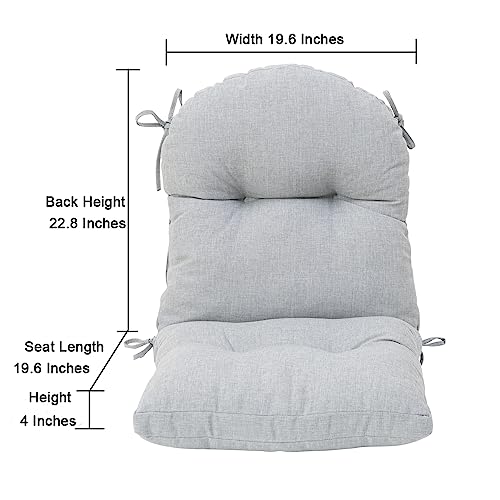 Image of QILLOWAY Tufted Outdoor Chair Cushion Set of 4, Waterproof 43x20x4 Inch Non Slip Replacement Pad for Wicker Lounge Patio Furniture, Gray, White