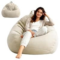 Umllpet Sitzsack XL, Sitzsäcke Tropfenform nur Bezug (ohne Füllung), Bean Bag Chair für Erwachsene Kinder, Gaming Sitzsack für Wohnzimmer Kinderzimmer Sofa Outdoor Deko, 100x120cm (Beige)