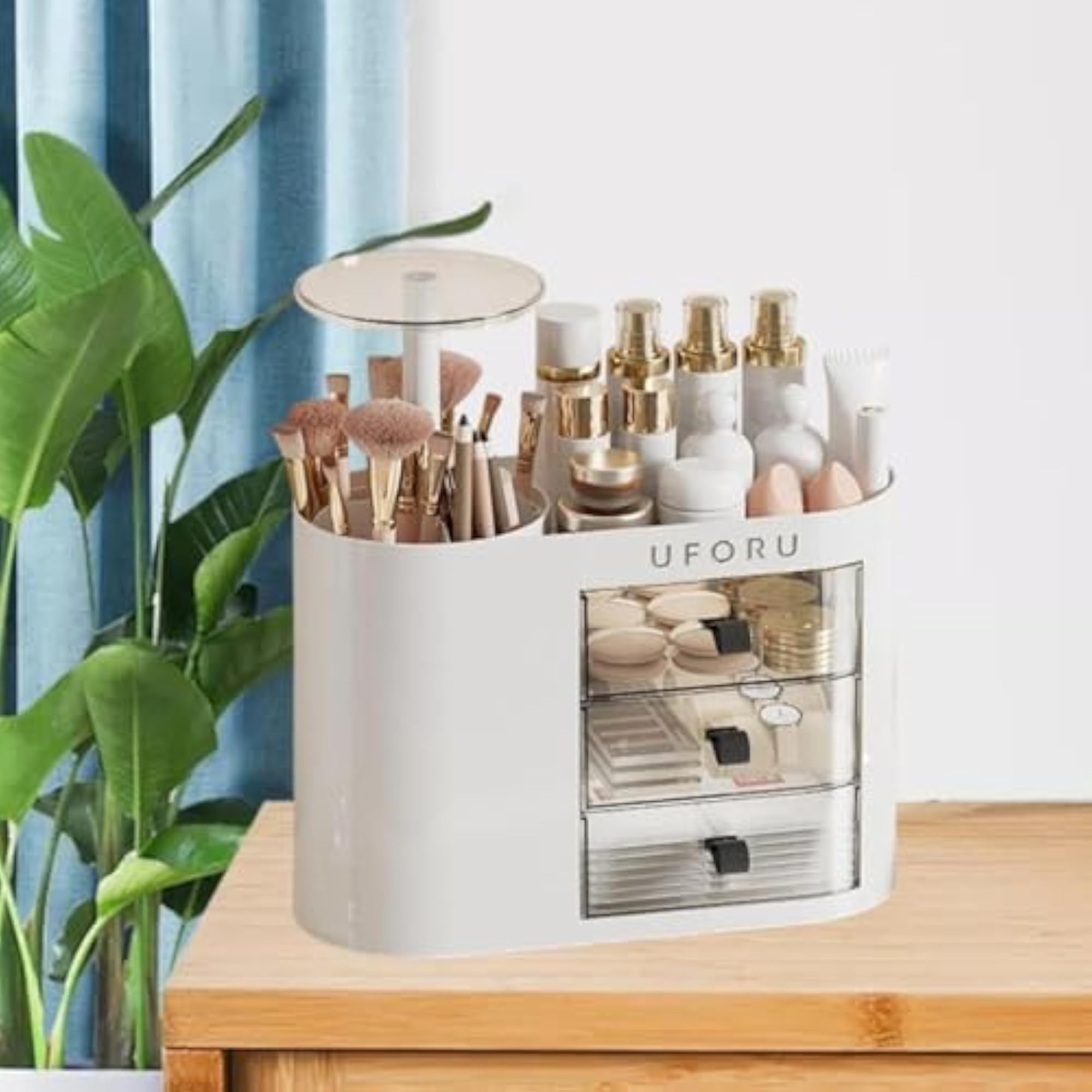 Elegant Cosmetic Display Case, White