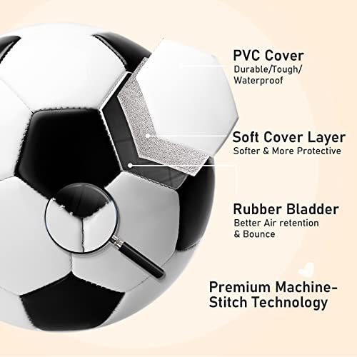 Miniatura 4 de Inpodak Balón De Fútbol Tamaño 3,Futbol Para Niños De 3 A 8 Años,Fútbol Clásico,Balón Con Bomba Manual,Balones Pequeños Para Juegos En Interior,Exterior Y Jardín,Regalos Futbol Niño