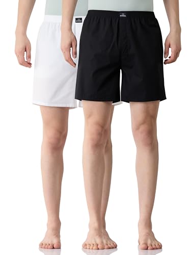 Image of Amazon Brand - Symbol Men Cotton Printed Boxer Shorts (Combo Pack of 2) Casual | Underwear | Half Pants | Short Pant - Regular Fit with Slant Pocket