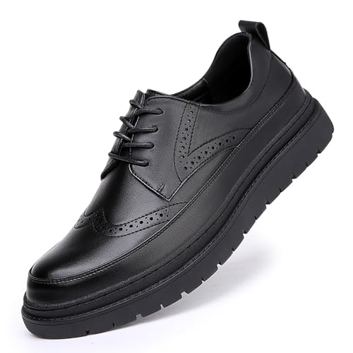 Men's Leather Platform Brogue Oxfords Classic Lace Up Comfortable Round Toe Non-Slip Lug Sole Wingtips Formal Oxford Shoes for Business Work Office Derbys Dress Shoes - Main Image