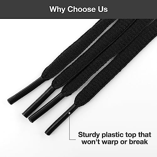 JETOP 2 Paar Premium Schnürsenkel Schwarz, Reißfest Schuhbänder [6 mm breit ], Schnürsenkel 100cm Flach, Ersatz Shoelaces für Sneakers, Sportschuhe, Laufschuhe, Turnschuhe