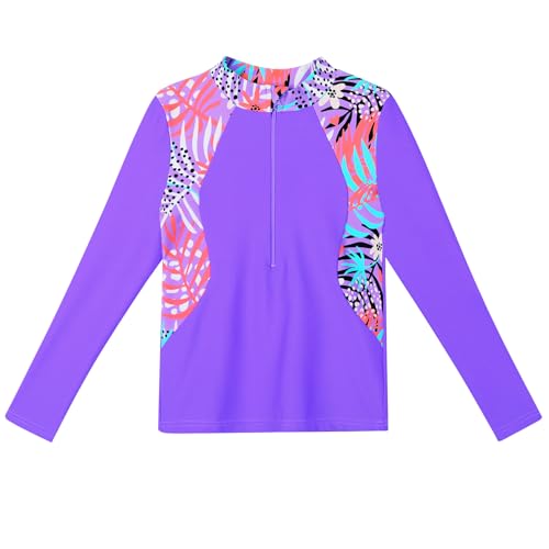 TFJH E 2PCS Girls Long Sleeve Swimsuit UV 50+ Rashguard Tankini Set Kids Swimwear Zipper 3-12Y2